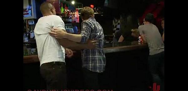  Gay gets ass stretched and licked in bar